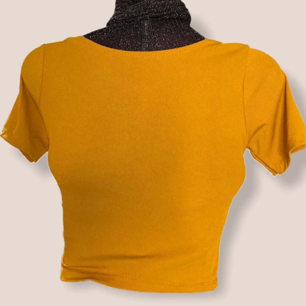 Square Neck Ribbed Crop Tee - Picture 2 of 8
